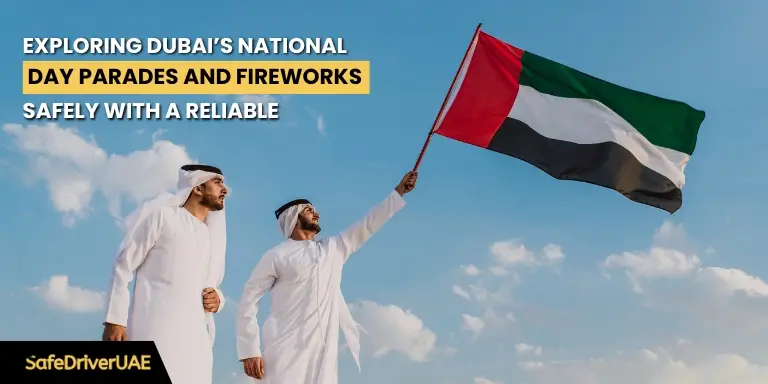 Colorful fireworks lighting up Dubai's sky during National Day celebrations, showcasing a festive and safe experience